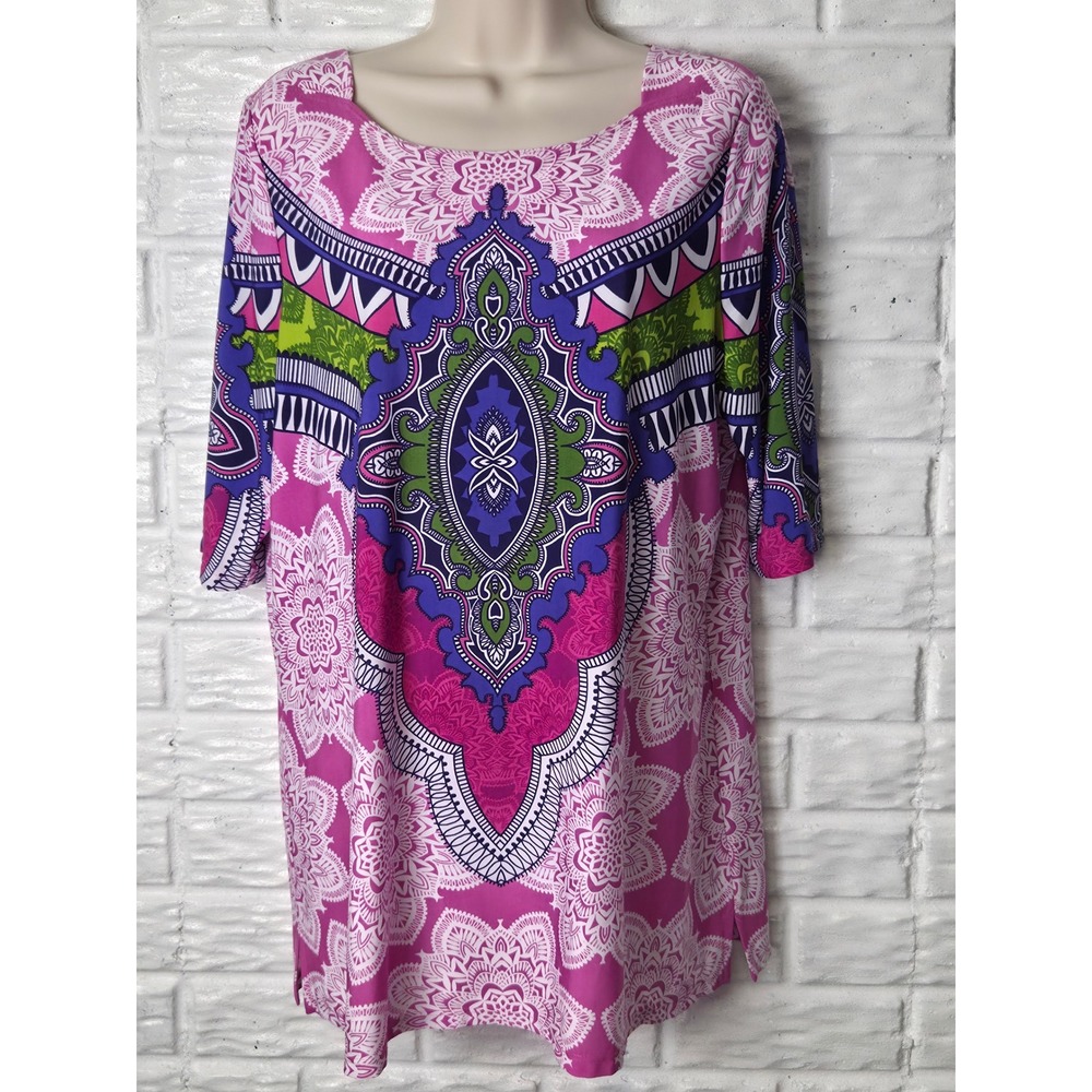 SIMONTON Says Tunic top Women's Large George Simonton Bold colors short sleeve